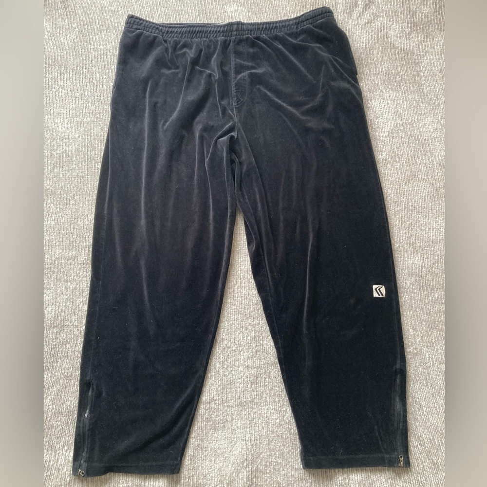 Karl Kani‎ Y2K Velour Joggers Black Size 3X 90s Retro Streetwear